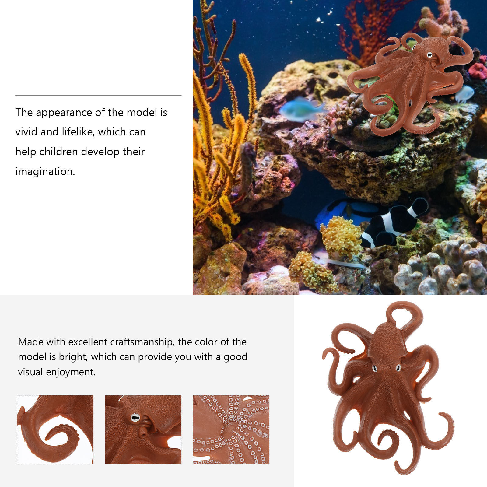 Realistic Octopus Figure Plast - огляд і ціна Marine Aquarium